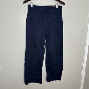 Talbots Women's Size 2 Navy Blue Cropped Wide‎ Leg Pants Casual Cotton Blend